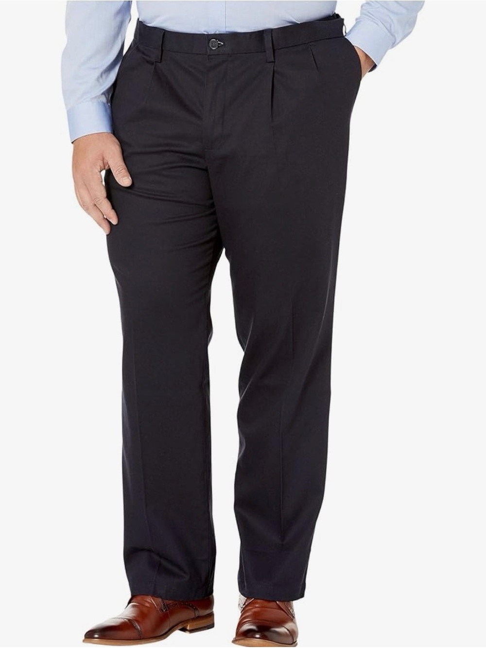 Dockers Classic Fit Signature Khaki Cotton Stretch Pants Pleated Navy Size 48x29